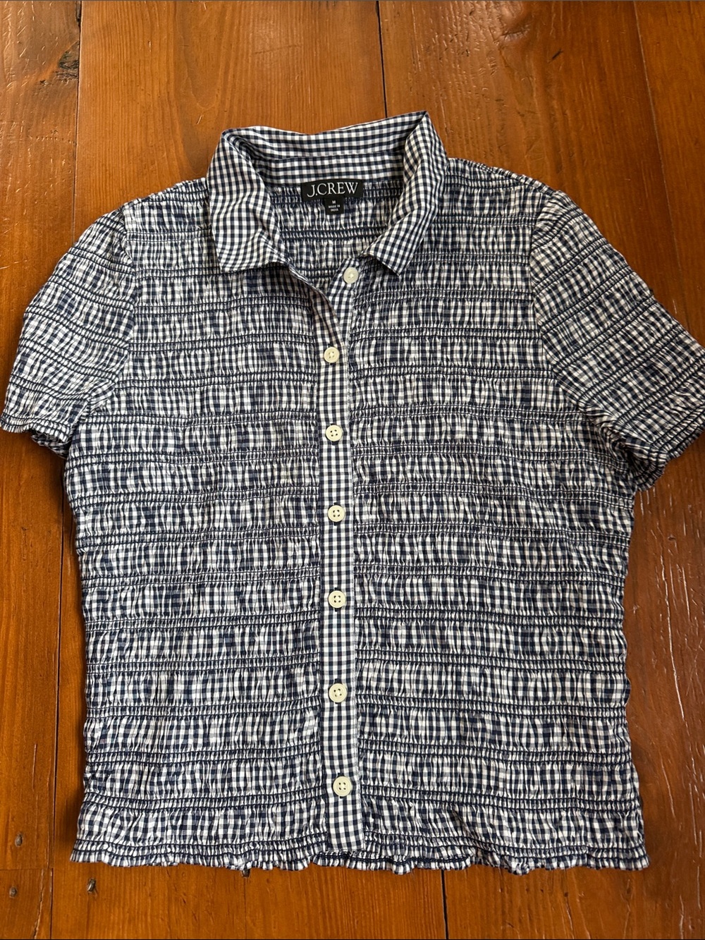 JCREW medium gingham button down shirt